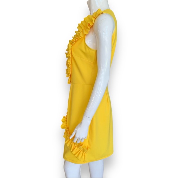 ASOS YELLOW RUFFLE SLEEVELESS DRESS. WOMEN’S SIZE 10 - Picture 4 of 8